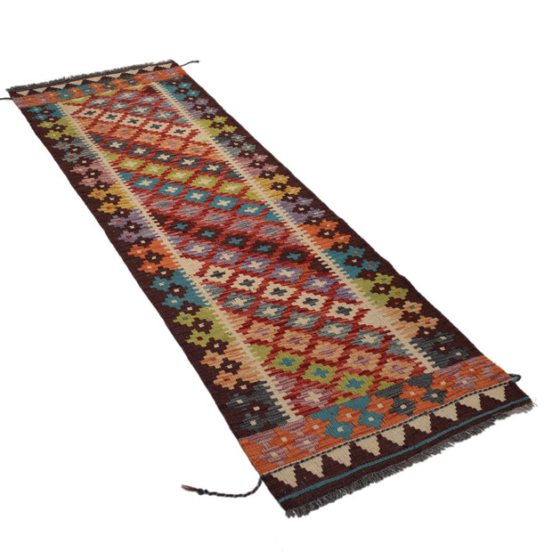 Colorful Flat-Weave Wool Kilim Runner 2' 1"x 6' 4" - No. AL38534