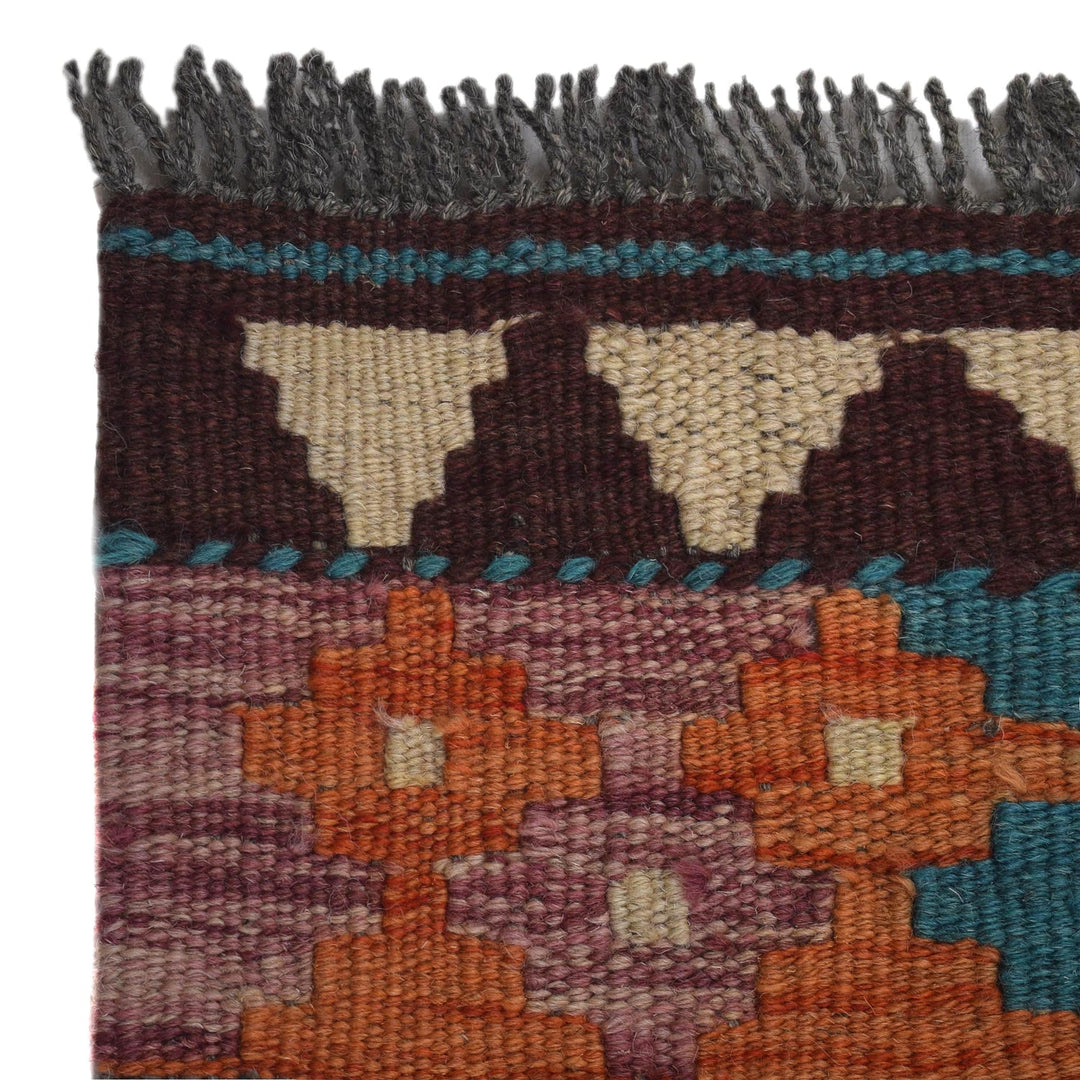 Colorful Flat-Weave Wool Kilim Runner 2' 1"x 6' 4" - No. AL38534