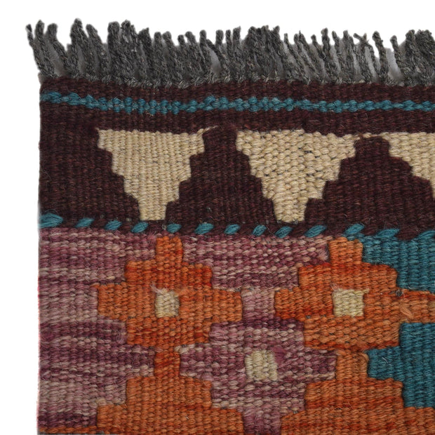 Colorful Flat-Weave Wool Kilim Runner 2' 1"x 6' 4" - No. AL38534