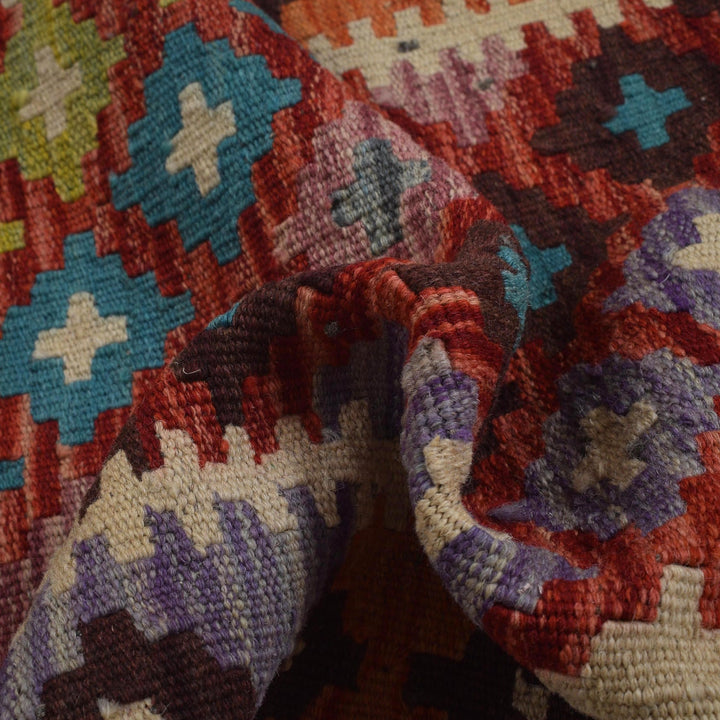 Colorful Flat-Weave Wool Kilim Runner 2' 1"x 6' 4" - No. AL38534