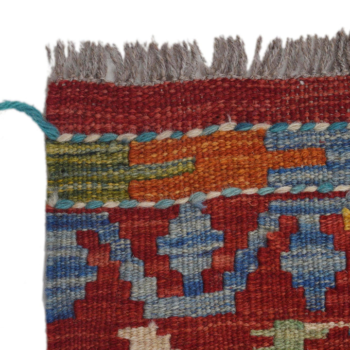 Colorful Flat-Weave Wool Kilim Runner 2' 0"x 6' 5" - No. AL23435