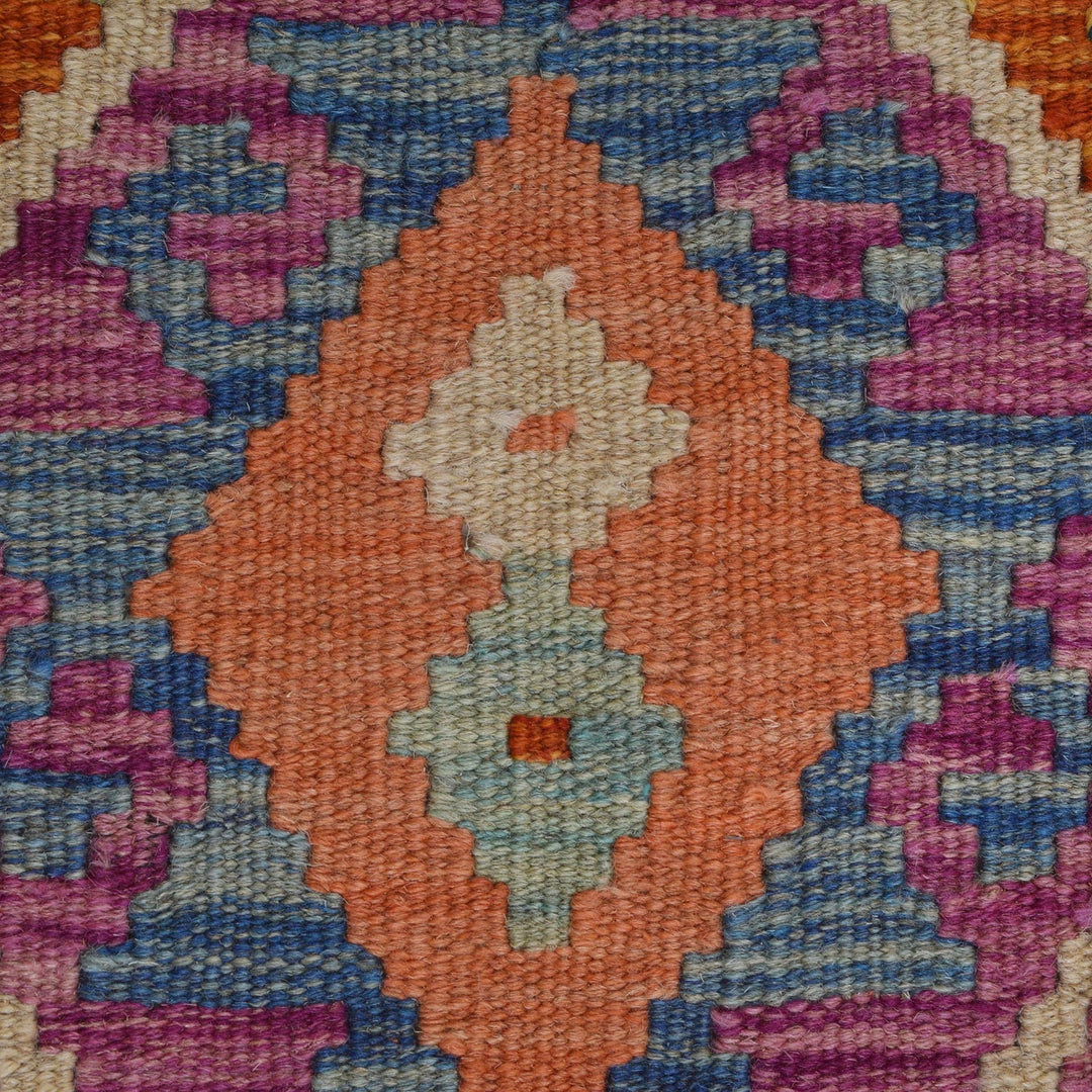 Colorful Flat-Weave Wool Kilim Runner 2' 0"x 6' 5" - No. AL23435