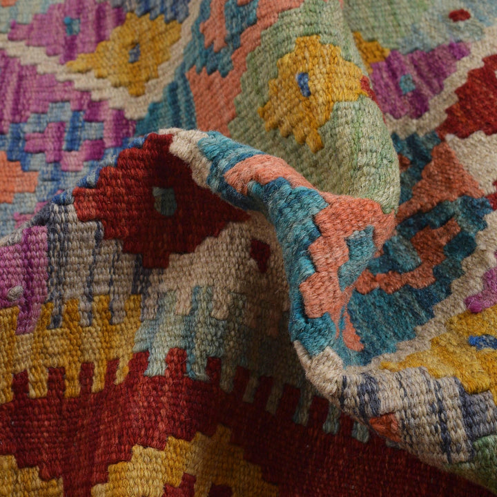 Colorful Flat-Weave Wool Kilim Runner 2' 0"x 6' 5" - No. AL23435