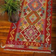 Colorful Flat-Weave Wool Kilim Runner 2' 0"x 6' 5" - No. AL23435