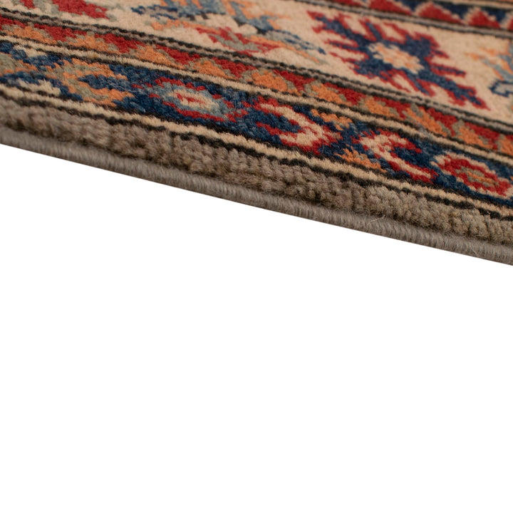 Gray Afghan Kazak Rug 4' 11" x 5' 11" Hand-Knotted texture