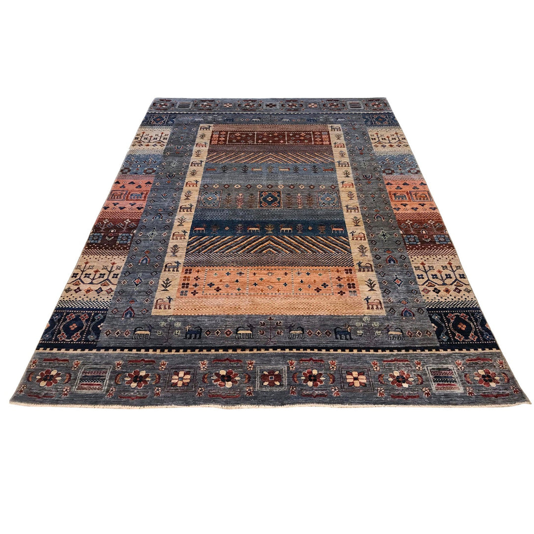 Handmade Shikargah Area Rug 6' 7" x 9' 8" - No. AL66437