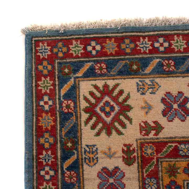 Blue Afghan Kazak Rug 5' 7" x 8' 5" Hand-Knotted pattern
