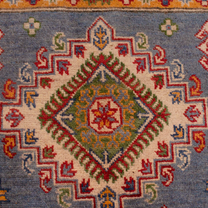 Blue Afghan Kazak Rug 5' 7" x 8' 5" Hand-Knotted border