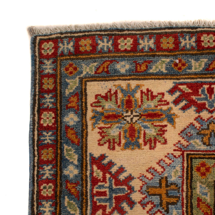 Blue Afghan Kazak Rug 4' 11" x 6' 8" Hand-Knotted | No. AL89124