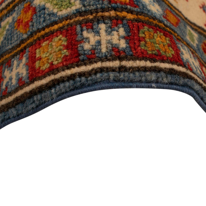 Blue Afghan Kazak Rug 4' 11" x 6' 8" Hand-Knotted | No. AL89124