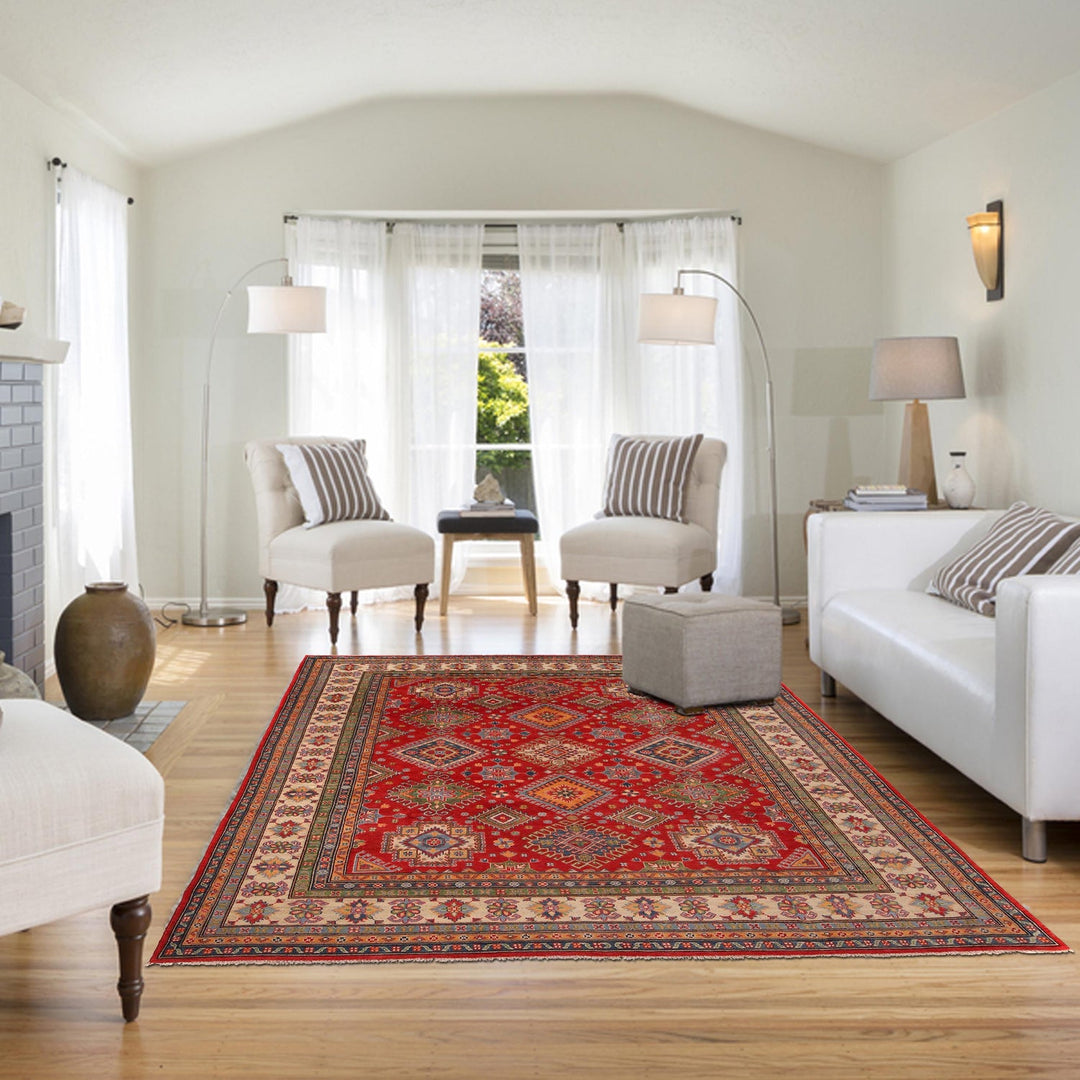 Handmade Kazak Area Rug 8' 1" x 9' 11" - No. AL28614