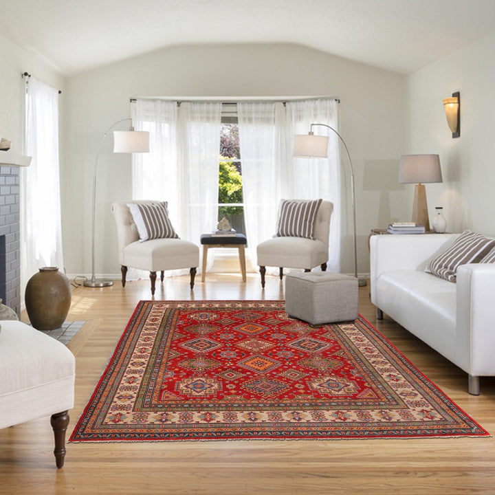 Handmade Kazak Area Rug 8' 1" x 9' 11" - No. AL28614