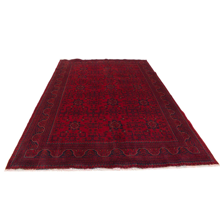 Red Afghan Khal Mohammadi Rug 6'4" x 9'9" Hand-Knotted detail