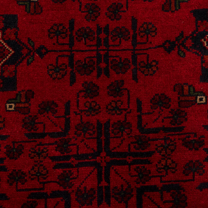 Red Afghan Khal Mohammadi Rug 6'4" x 9'9" Hand-Knotted border