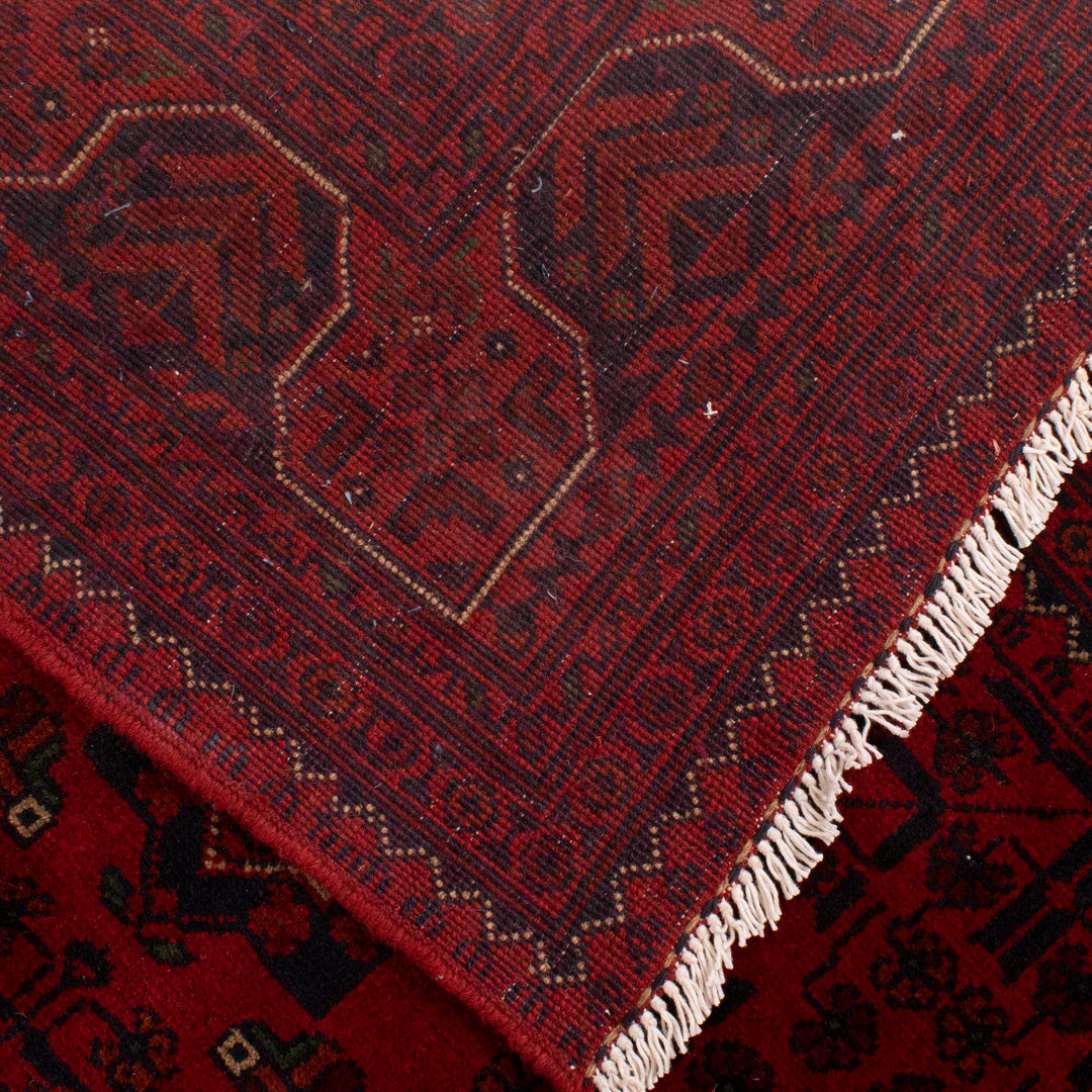Red Afghan Khal Mohammadi Rug 6'4" x 9'9" Hand-Knotted field