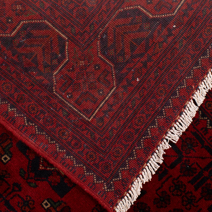 Red Afghan Khal Mohammadi Rug 6'4" x 9'9" Hand-Knotted field