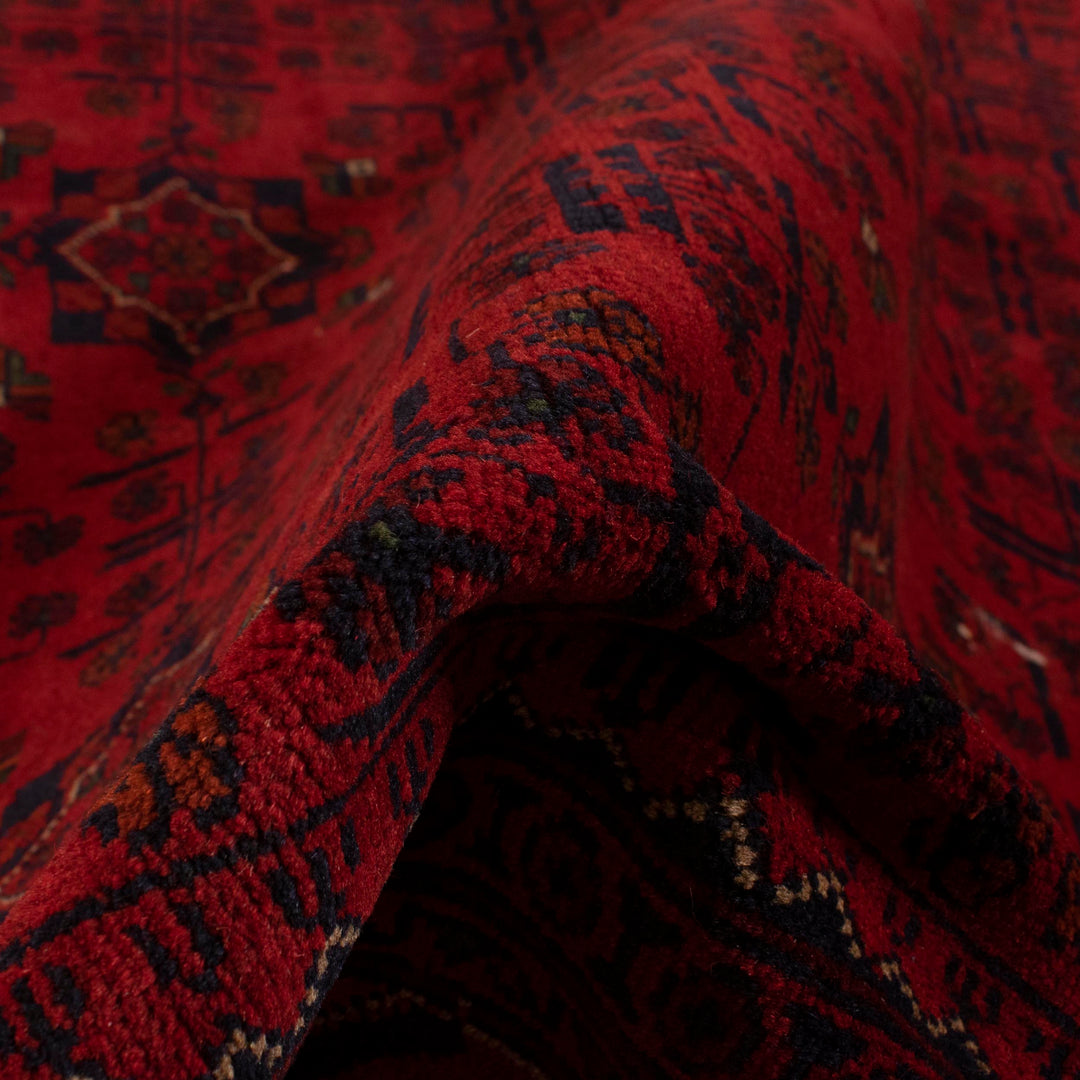 Red Afghan Khal Mohammadi Rug 6'4" x 9'9" Hand-Knotted reverse