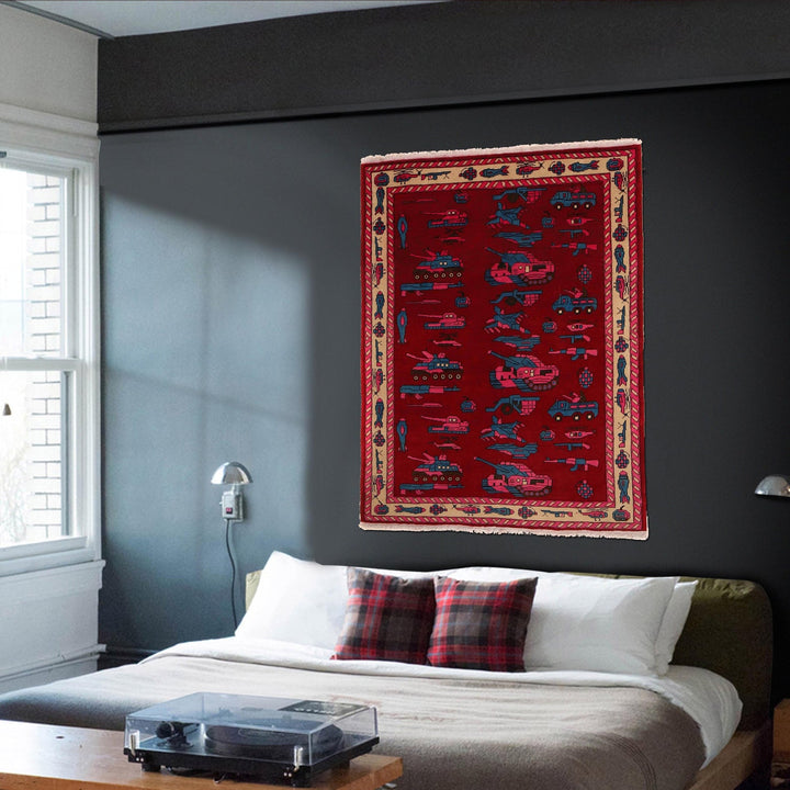 Handcrafted Afghan War Rug 4' 2" x 6' 2" - No. AL47720