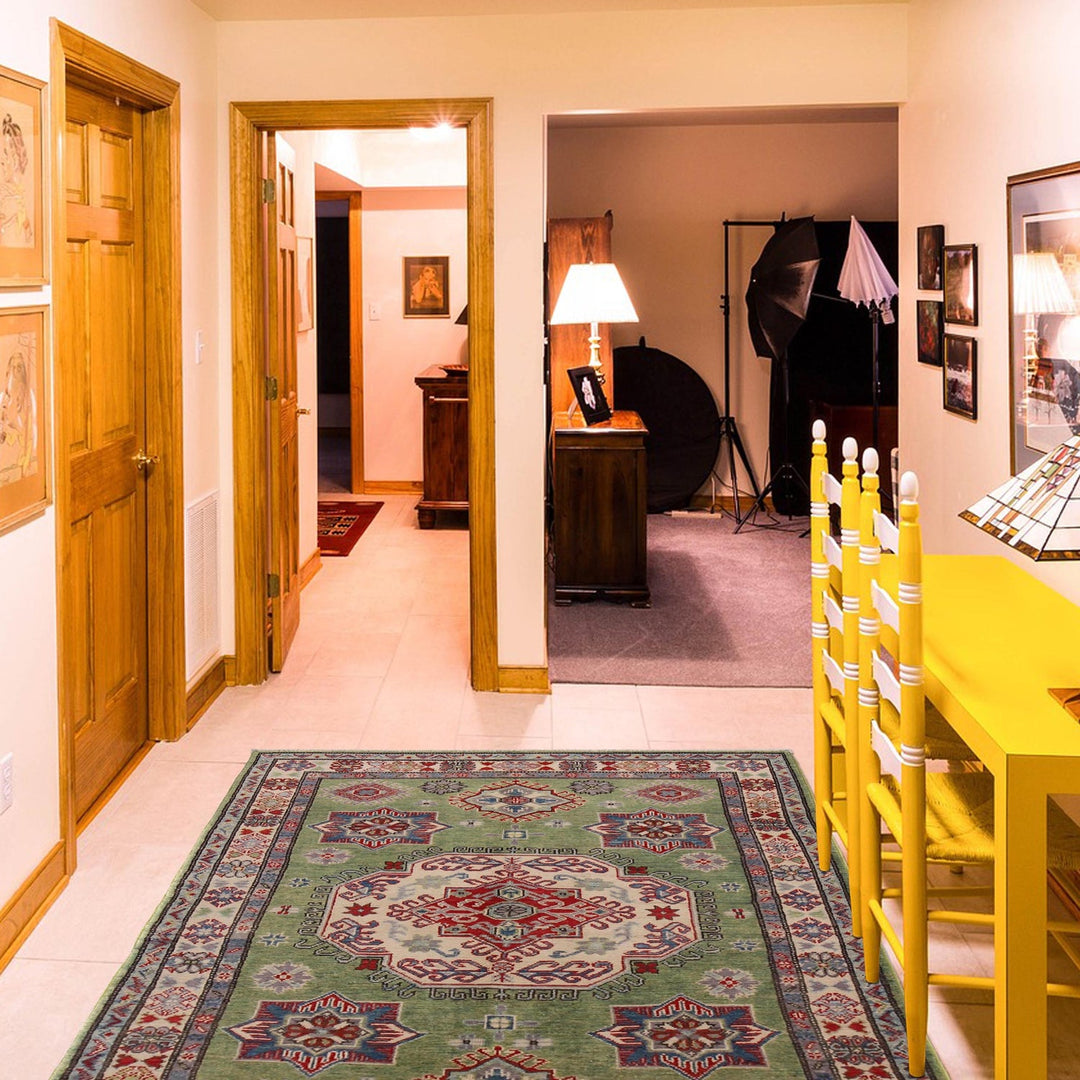 Hand Knotted Kazak Oriental Rug 3' 10" x 5' 10" - No. AL87919