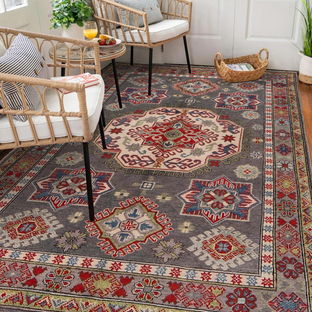 Hand Knotted Kazak Oriental Rug 3' 11" x 4' 0" - No. AL82212