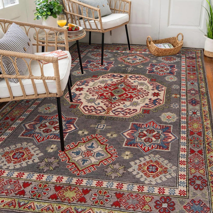 Hand Knotted Kazak Oriental Rug 3' 11" x 4' 0" - No. AL82212