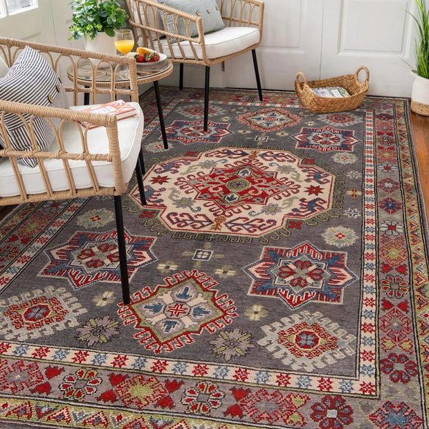 Hand Knotted Kazak Oriental Rug 3' 11" x 4' 0" - No. AL82212