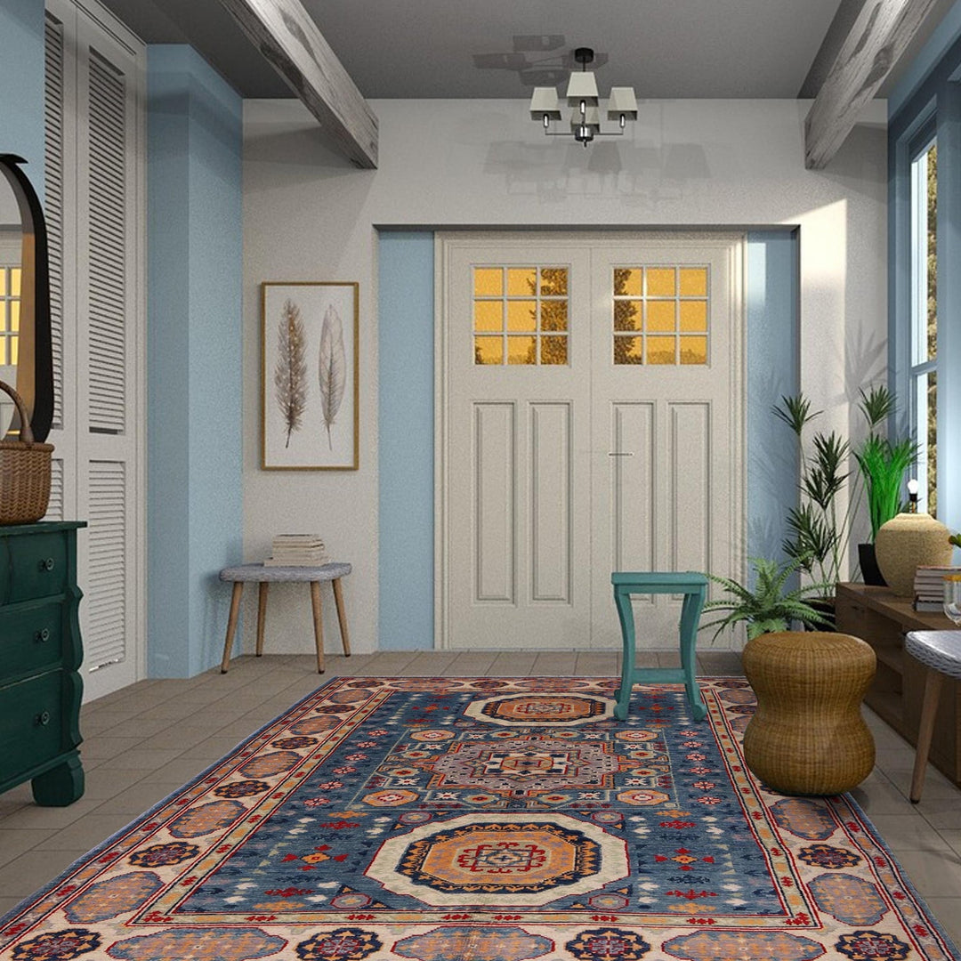 Handmade Kazak Area Rug 4' 1" x 5' 11" - No. AL76528