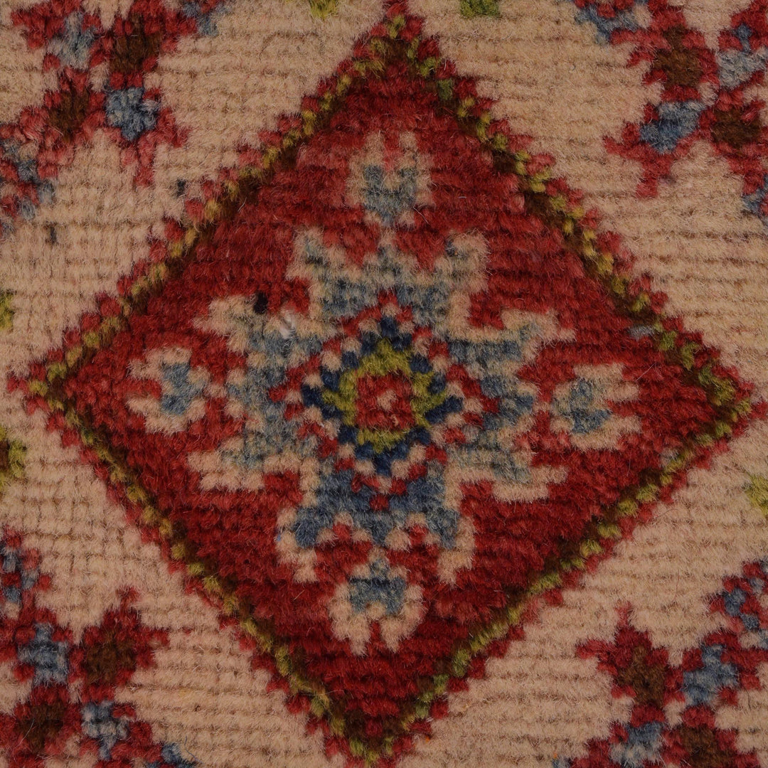 Red Afghan Kazak Rug 3' 2" x 4' 11" Hand-Knotted border