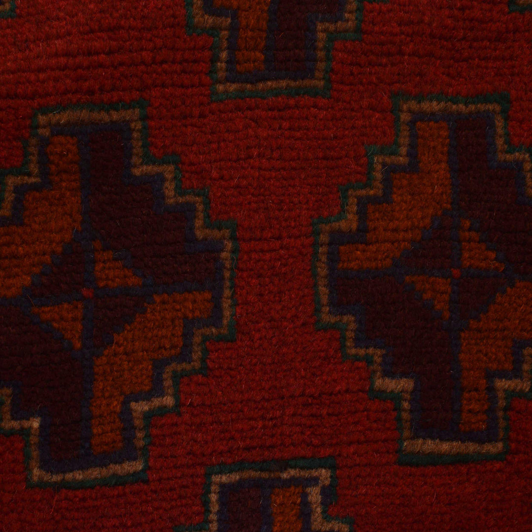 Red Afghan Baluchi Rug 2' 11" x 4' 5" Hand-Knotted border