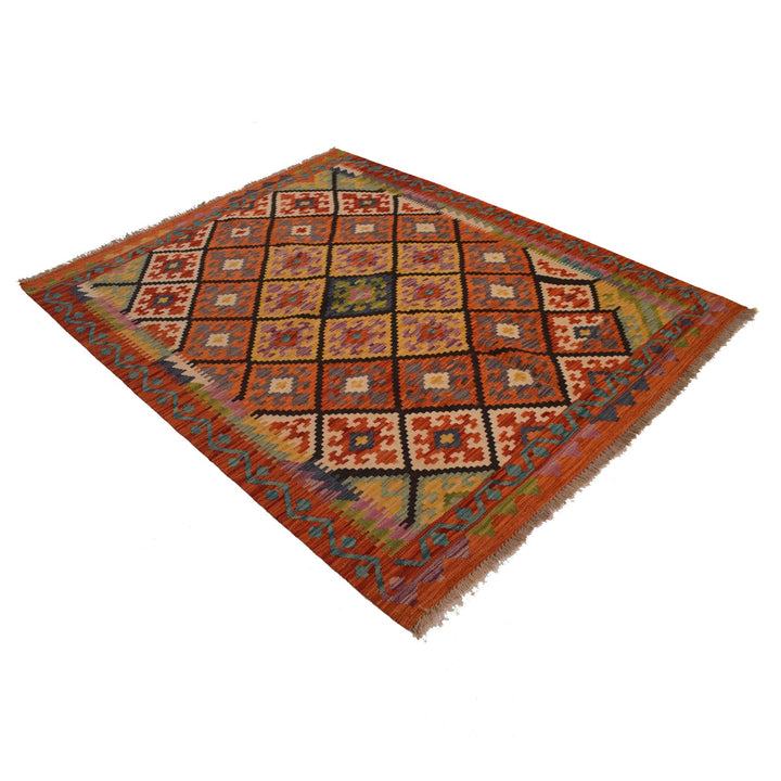 Hand Woven Wool Kelim 5' 0" x 6' 3" - No. AL68404