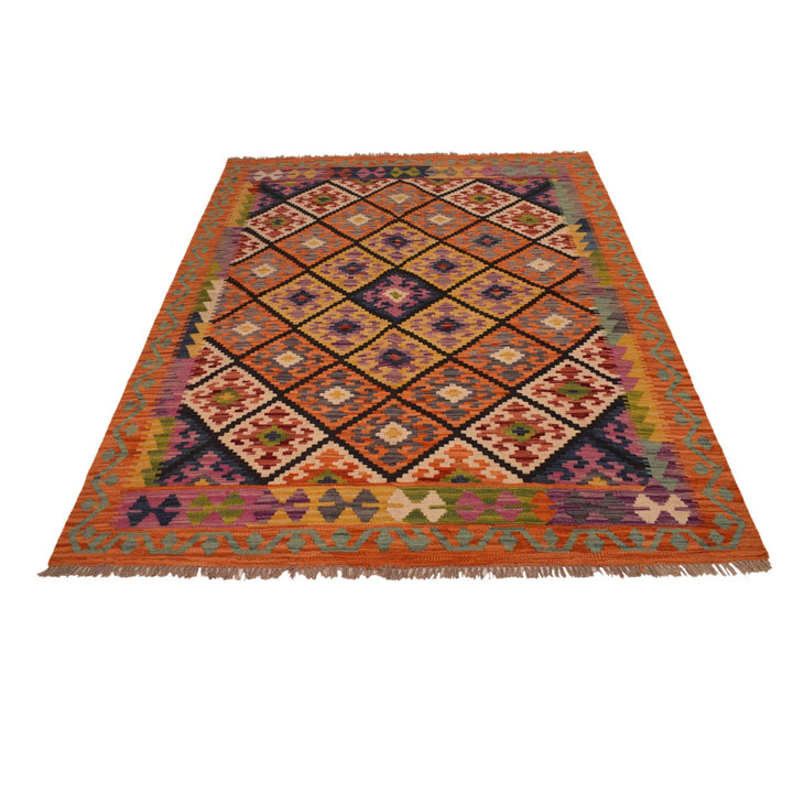 Hand Woven Wool Kelim 4' 11" x 6' 6" - No. AL72759