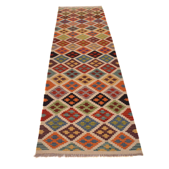 Hand Woven Wool Kelim Runner 2' 7" x 10' 3" - No. AL81171