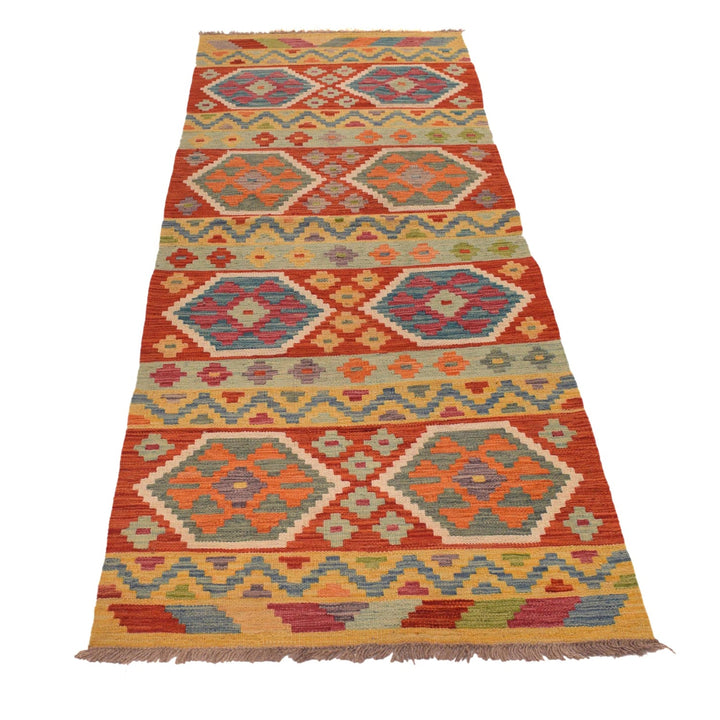 Hand Knotted Afghan Style Kilim Runner 2' 8" x 8' 1" - No. AL27861
