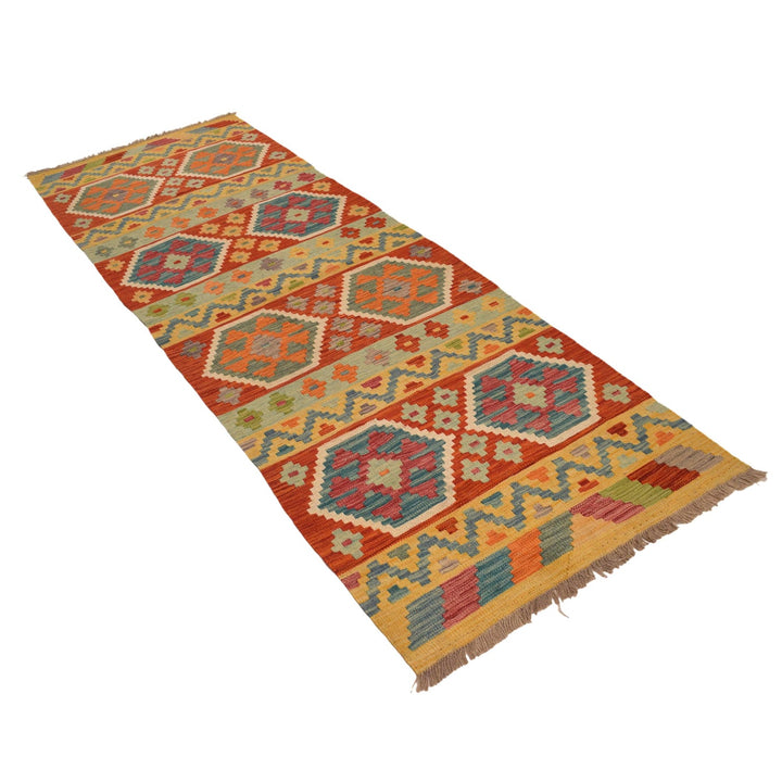 Hand Knotted Afghan Style Kilim Runner 2' 8" x 8' 1" - No. AL27861