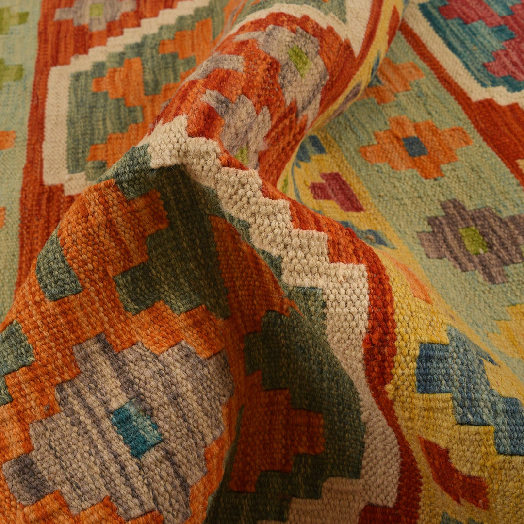 Hand Knotted Afghan Style Kilim Runner 2' 8" x 8' 1" - No. AL27861