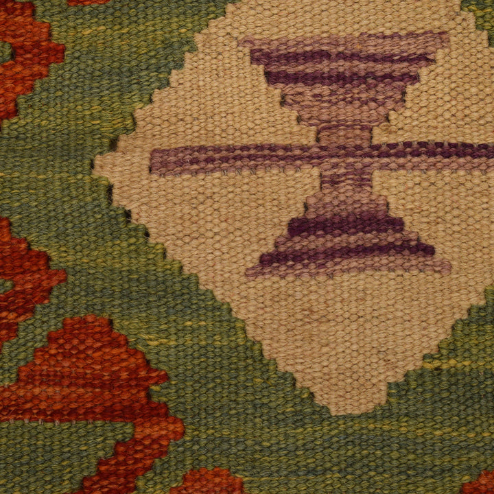 Afghan Vegetable Kilim Rug 1' 8" x 6' 3" Flat-Weave border