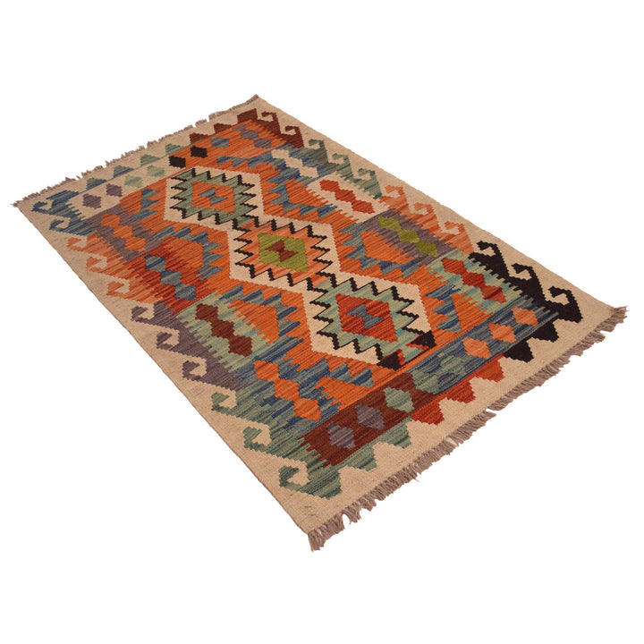Afghan Vegetable Kilim Rug 2' 8" x 4' 2" Flat-Weave view