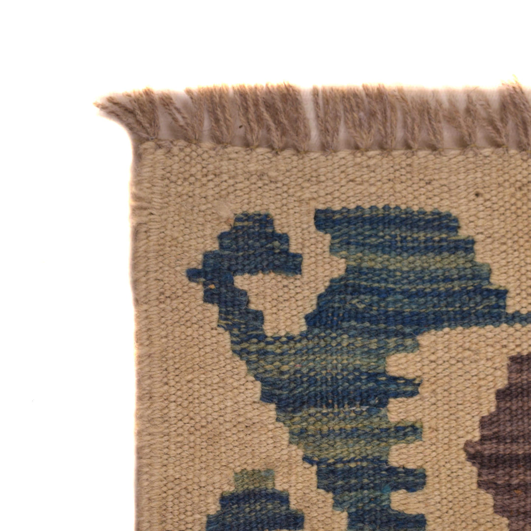 Afghan Vegetable Kilim Rug 2' 8" x 4' 2" Flat-Weave pattern