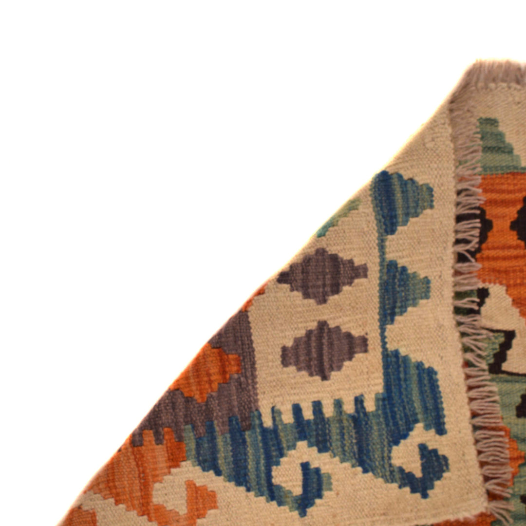 Afghan Vegetable Kilim Rug 2' 8" x 4' 2" Flat-Weave field