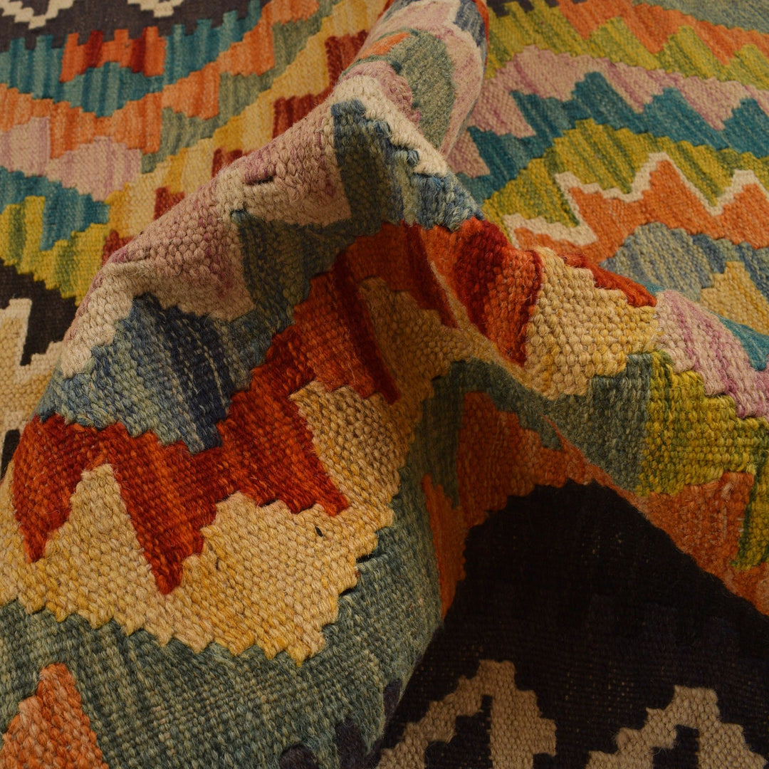 Hand Knotted Afghan Style Kilim Runner 2' 11" x 8' 0" - No. AL56771