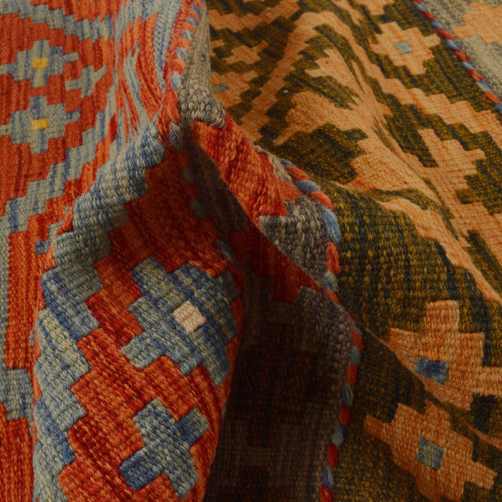 Colorful Flat-Weave Wool Kilim Runner 2' 4"x 6' 5" - No. AL27265