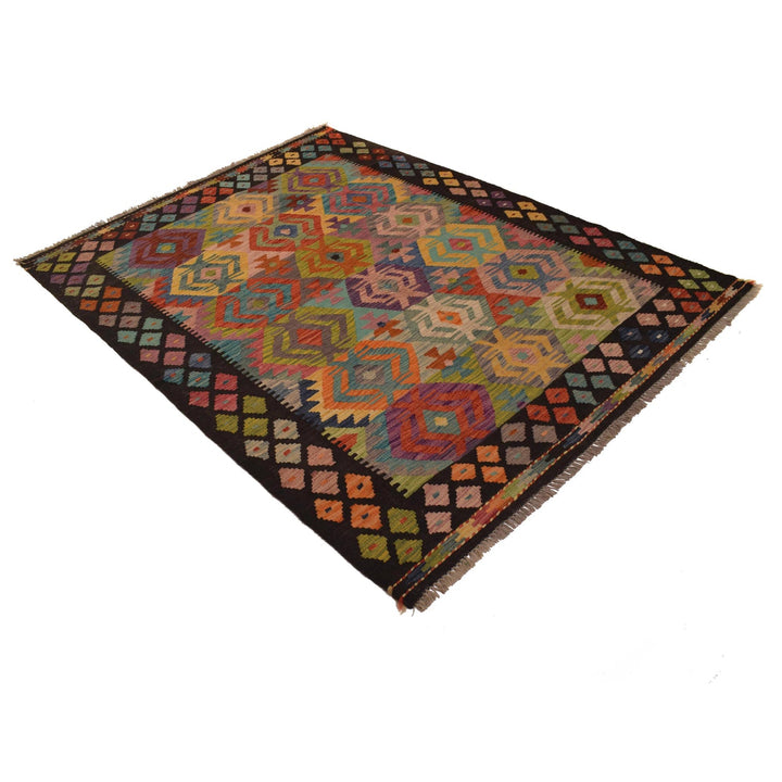 Hand Woven Wool Kelim 4' 11" x 6' 9" - No. AL61559