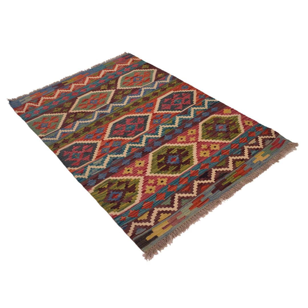 Handmade Afghan Vegetable Kilim 3' 2" x 4' 7" - No. AL89075