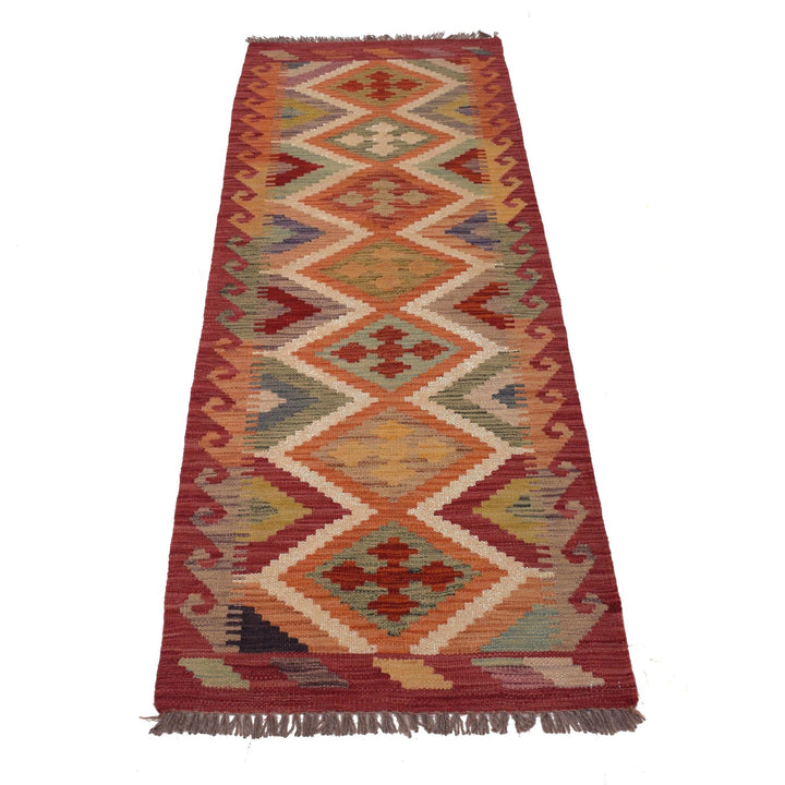 Colorful Flat-Weave Wool Kilim Runner 2' 0" x 5' 0" - No. AL31771