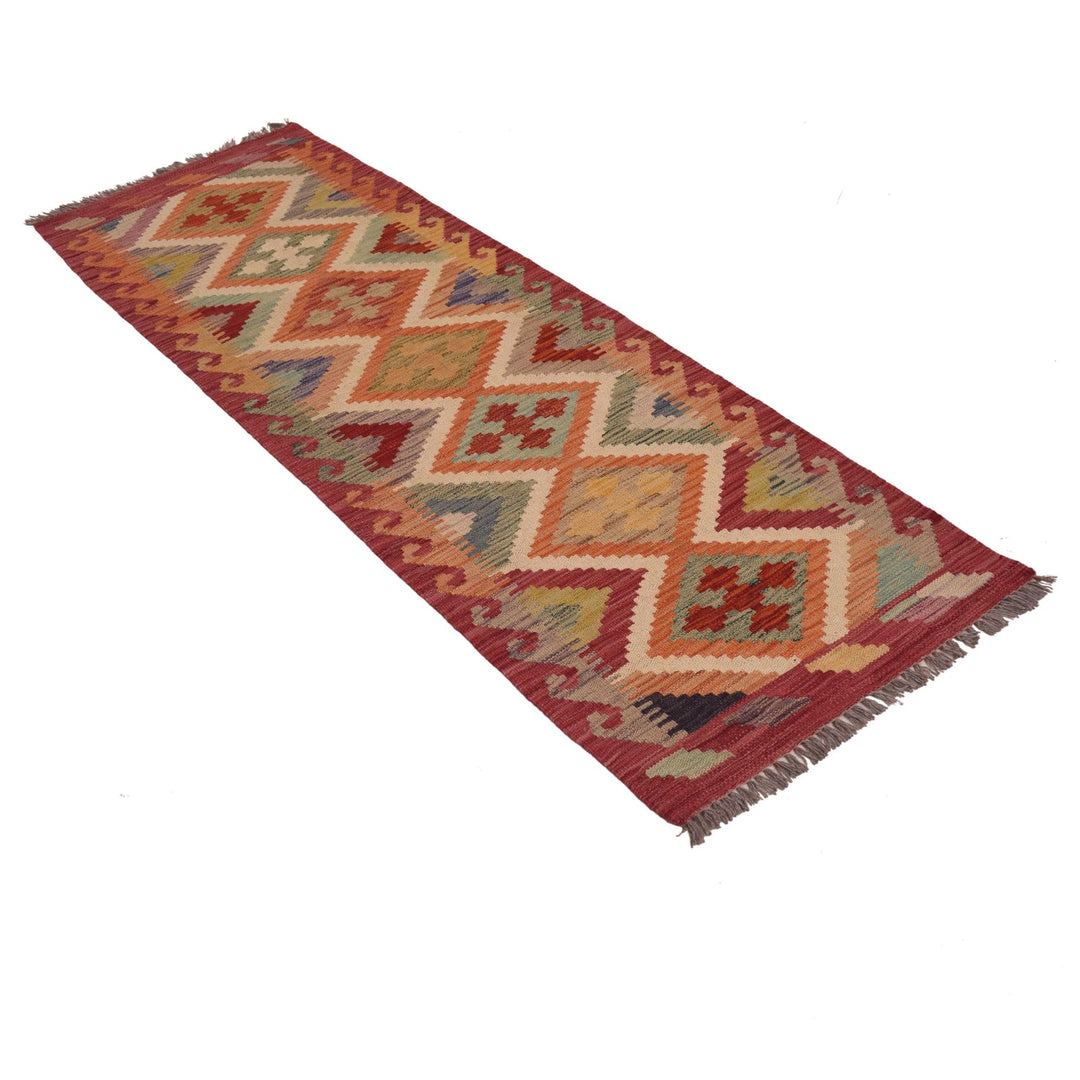 Colorful Flat-Weave Wool Kilim Runner 2' 0" x 5' 0" - No. AL31771