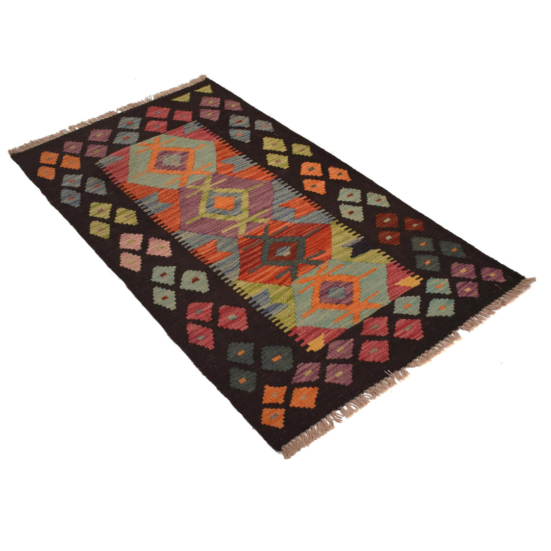 Afghan Vegetable Kilim Rug 2' 4" x 4' 3" Flat-Weave view