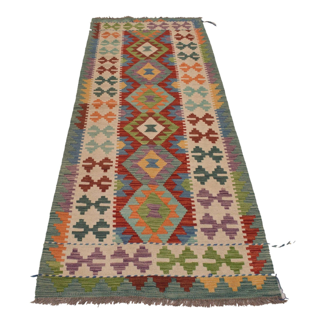 Hand Knotted Afghan Style Kilim Runner 2' 8" x 8' 2" - No. AL15100