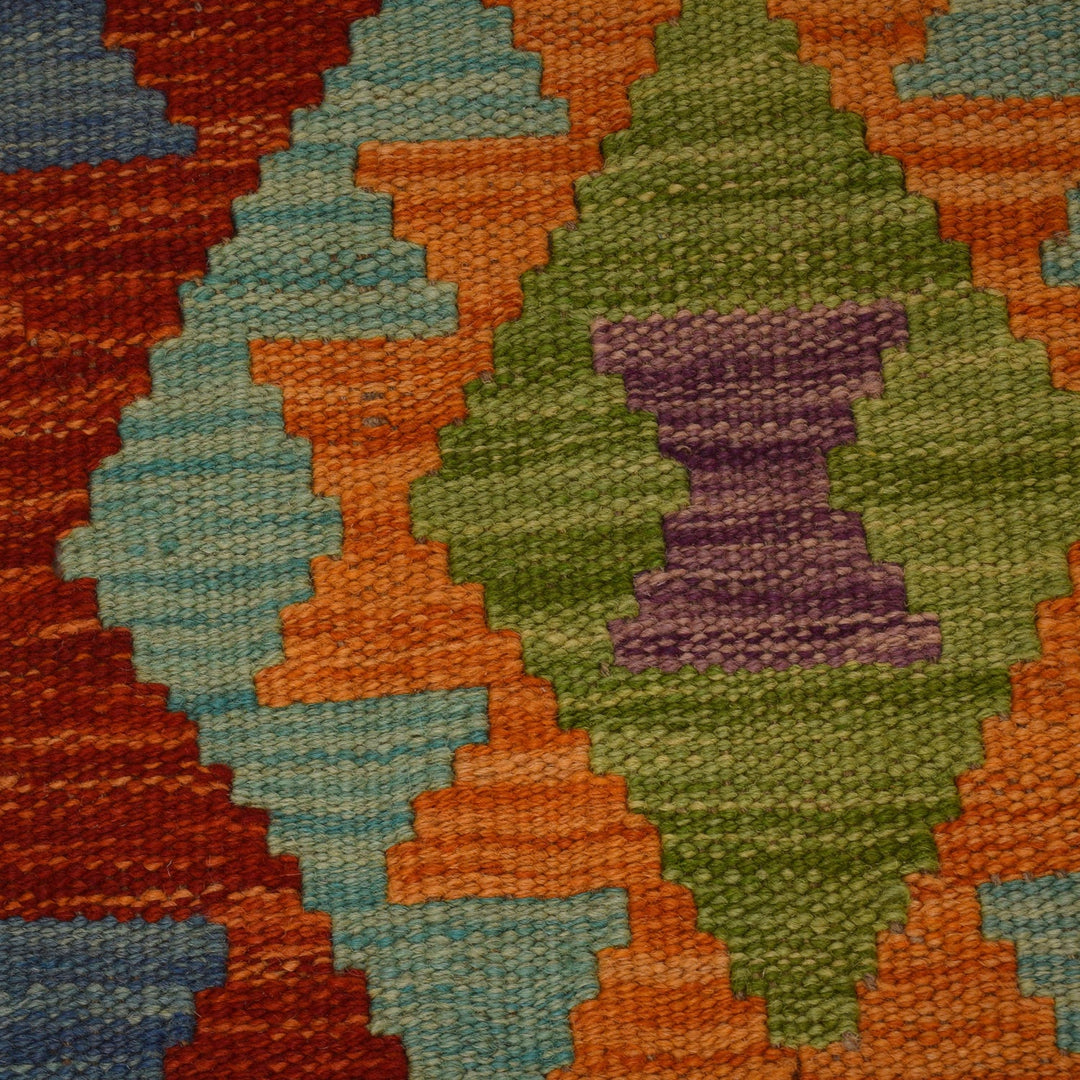 Hand Knotted Afghan Style Kilim Runner 2' 8" x 8' 2" - No. AL15100