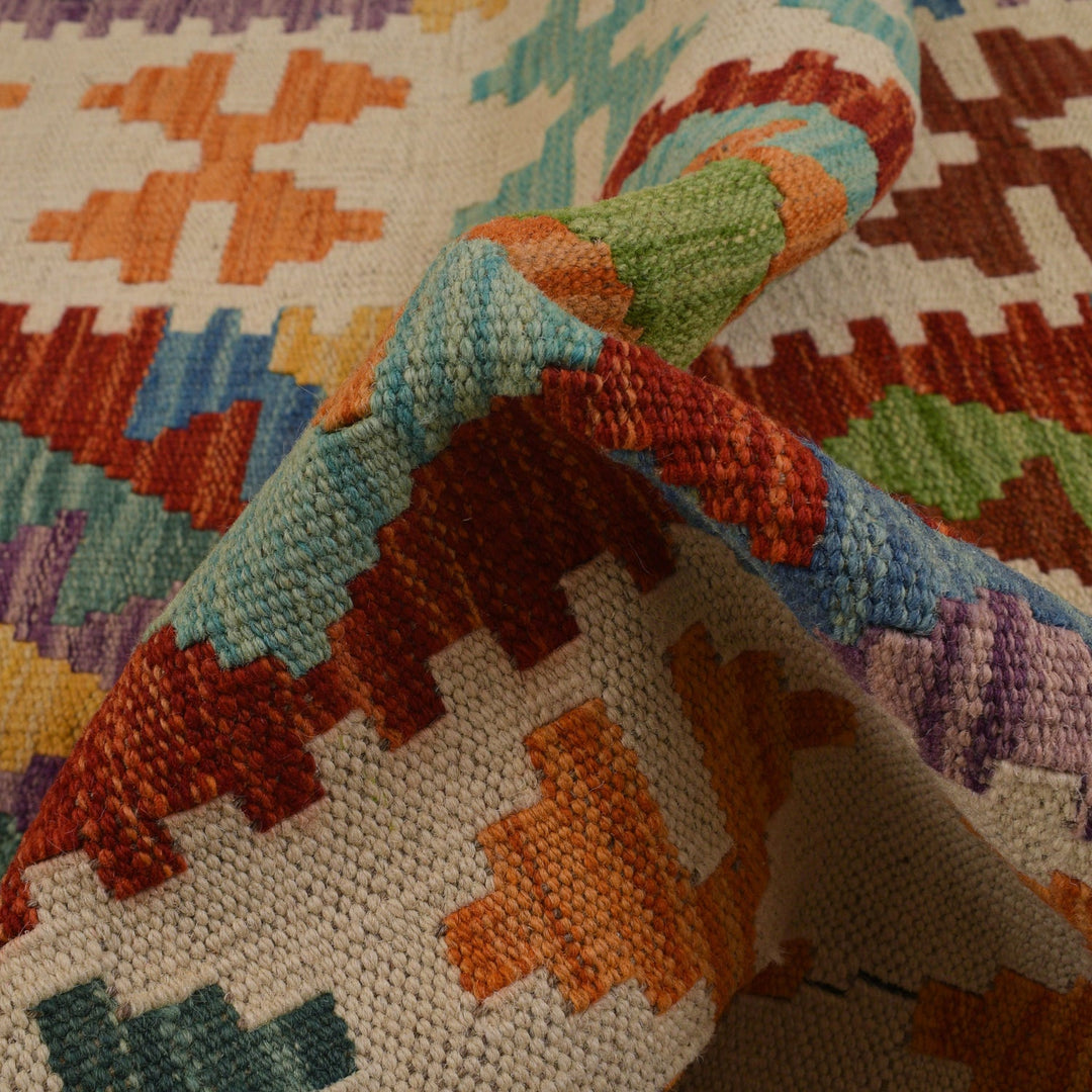 Hand Knotted Afghan Style Kilim Runner 2' 8" x 8' 2" - No. AL15100