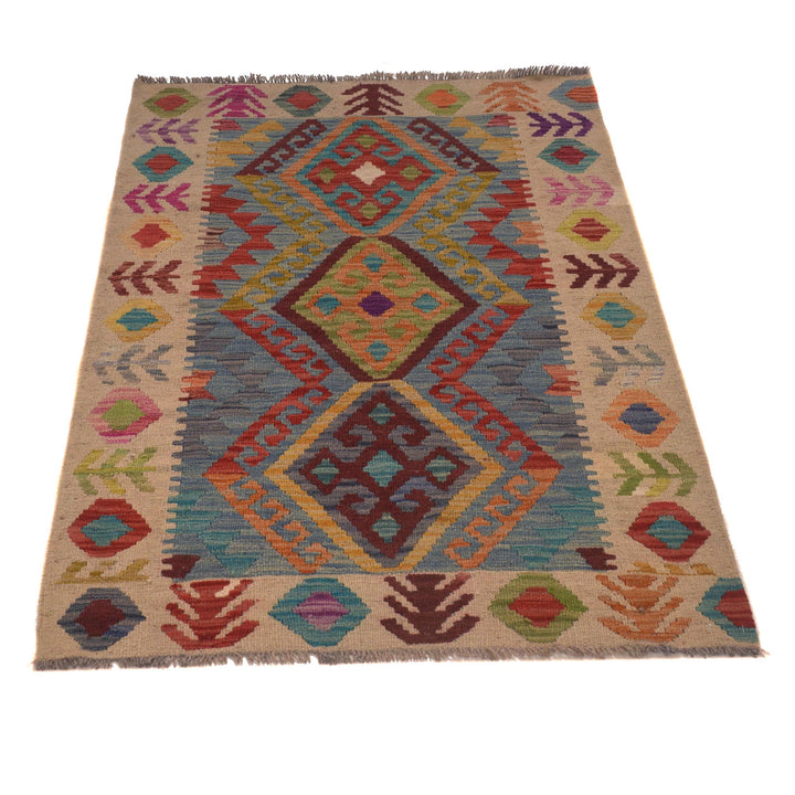 Hand Knotted Afghan Style Kilim 2' 9" x 4' 2" - No. AL34885